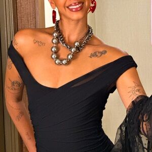 Y2K luxury Vivienne Tam ruched little black dress